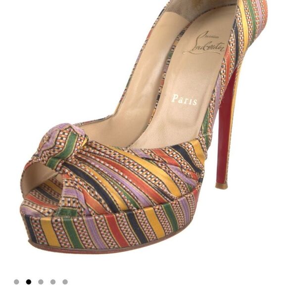 Christian Louboutin Red Heels with Peep-Toe and High Stiletto - Picture 1 of 4